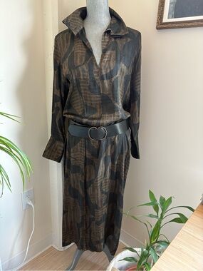 massimo dutti green floral dress Massimo Dutti Long Green Floral Dress Size 10 S M